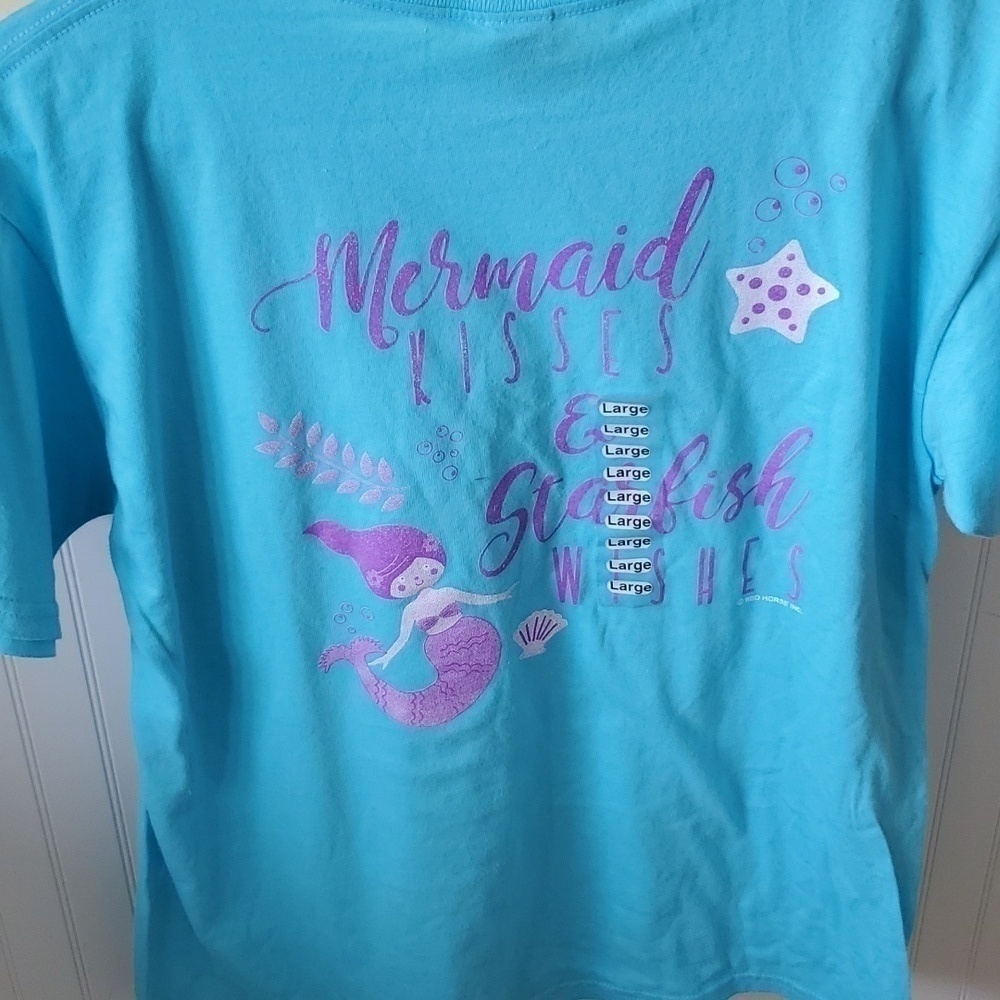 Anvil Mermaid Kisses NWT youth Large Blue tee shirt - Picture 7 of 9